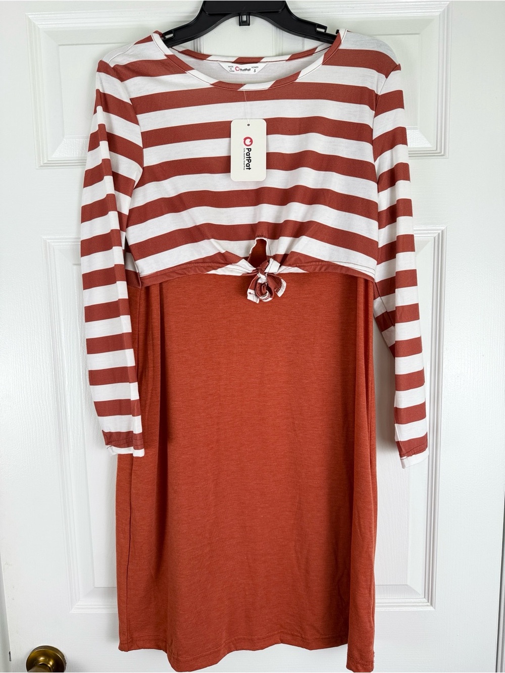 NWT Patpat Burnt Orange & White Striped Knit Dress Small